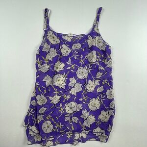 Cabi Purple Floral Sleeveless Tank Top‎ Womens Size S Casual Blouse